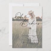 ミニマル手書き写真ハートベビーシャワー 招待状 (正面)