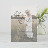 ミニマル手書き写真ハートベビーシャワー 招待状 (スタンド正面)