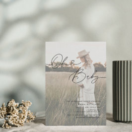 ミニマル手書き写真ハートベビーシャワーInv 招待状