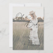 ミニマル手書き写真ハートベビーシャワーInv 招待状 (正面)