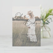 ミニマル手書き写真ハートベビーシャワーInv 招待状 (スタンド正面)