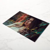 ミニマル手書き写真卒業パーティー金ゴールド 箔招待状 (回転した状態)