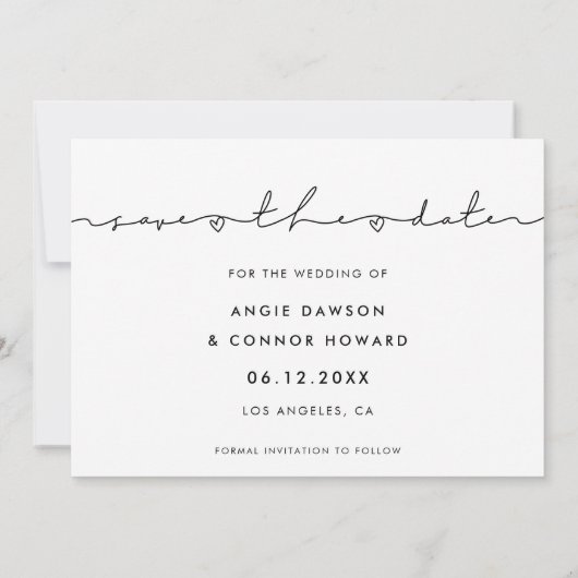 ミニマル手書き写真日付カードの保存 セーブザデート (裏面)