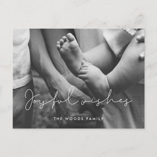 ミニマル手書き喜びの願い休日の写真 ポストカード (正面)