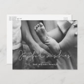 ミニマル手書き喜びの願い休日の写真 ポストカード (正面/裏面)