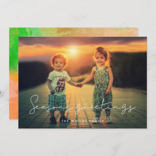 ミニマル手書き季節の挨拶の写真 シーズンカード (正面/裏面)