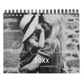 ミニマル手書き家族写真2026 カレンダー