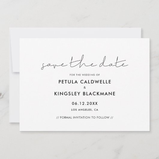 ミニマル手書き日付写真カードを保存 案内状 (裏面)