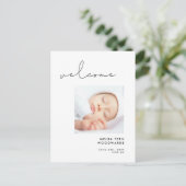 ミニマル手書き歓迎新生児写真 ポストカード (スタンド正面)