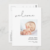ミニマル手書き歓迎新生児写真 ポストカード (正面/裏面)