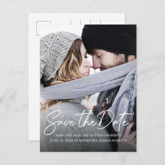 ミニマル手書き白い書道写真 案内ポストカード (正面/裏面)