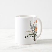 ミニマル手書き祖母フラワーマグ コーヒーマグカップ (正面右)