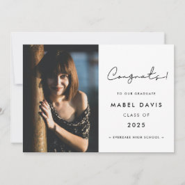 ミニマル手書き祝賀写真カード 案内状