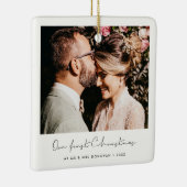 ミニマル手書き私たちの初めてのクリスマス写真 セラミックオーナメント (右)