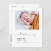 ミニマル手書き紹介新生児写真 ポストカード (正面/裏面)