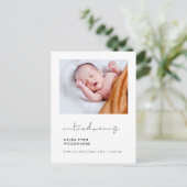 ミニマル手書き紹介新生児写真 ポストカード (スタンド正面)