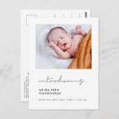 ミニマル手書き紹介新生児写真 ポストカード (正面/裏面)