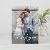 ミニマル手書き結婚写真 サンキューカード (スタンド正面)