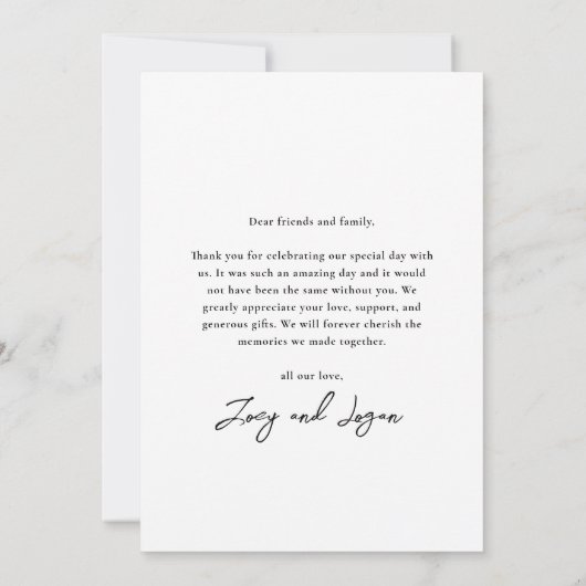 ミニマル手書き結婚写真 サンキューカード (裏面)