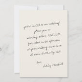 ミニマル手書き結婚文字 招待状 (正面)