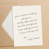 ミニマル手書き結婚文字 招待状