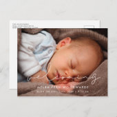 ミニマル手書き誕生歓迎の写真 ポストカード (正面/裏面)