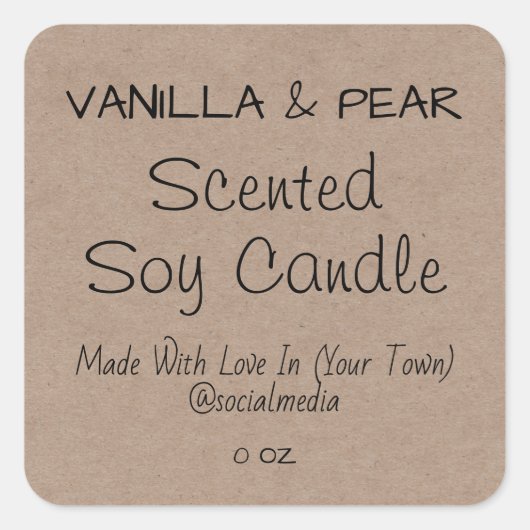 ミニマル手書製品ラベル スクエアシール (正面)