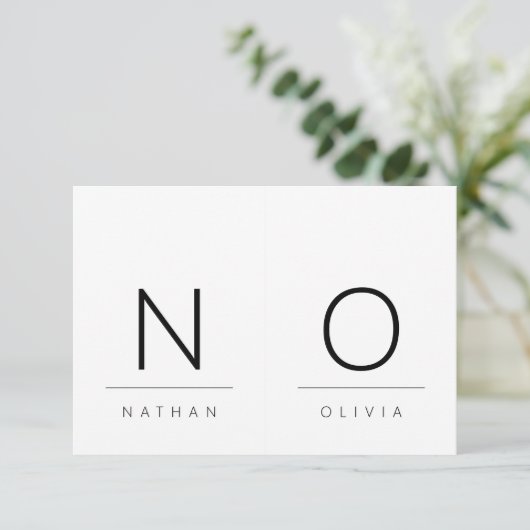 ミニマル披露宴ゲストのプロファイルカード2 in 1 案内状 (スタンド正面)