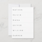 ミニマル披露宴ゲストのプロファイルカード6 in 1 案内状 (正面)