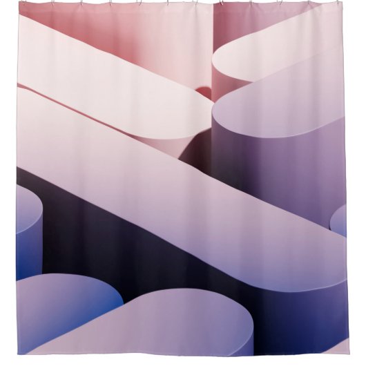 ミニマル抽象芸術のモックアップの背景青とピンク  シャワーカーテン (正面)