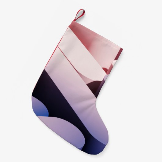 ミニマル抽象芸術のモックアップの背景青とピンク スモールクリスマスストッキング (正面 (吊り時))
