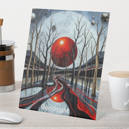 ミニマル抽象芸術サンセットランドスケープアート 台座サイン (インサイチュ)