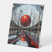 ミニマル抽象芸術サンセットランドスケープアート 台座サイン (正面)