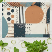 ミニマル抽象芸術シームレスパターン – 幾何学的(14) キッチンタオル (折り畳み)