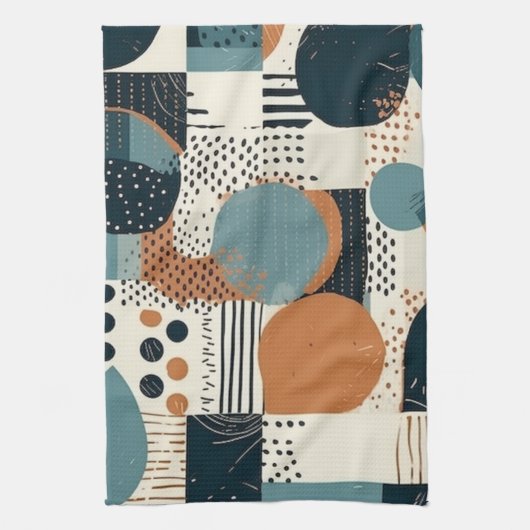 ミニマル抽象芸術シームレスパターン – 幾何学的(14) キッチンタオル (縦)