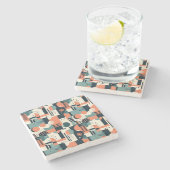 ミニマル抽象芸術シームレスパターン – 幾何学的(1) ストーンコースター (横)