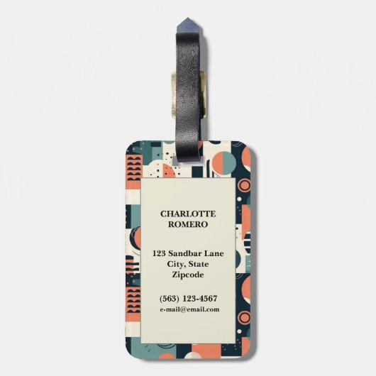 ミニマル抽象芸術シームレスパターン – 幾何学的(1) ラゲッジタグ (裏面縦)