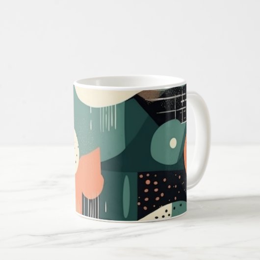 ミニマル抽象芸術シームレスパターン – 幾何学的(4) コーヒーマグカップ (正面右)