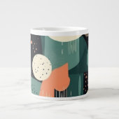 ミニマル抽象芸術シームレスパターン – 幾何学的(4) ジャンボコーヒーマグカップ (正面)