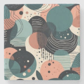 ミニマル抽象芸術シームレスパターン – 幾何学的(8) ストーンコースター (正面)