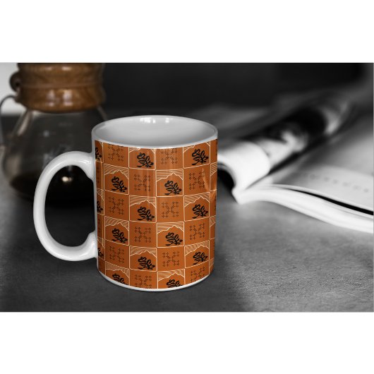 ミニマル抽象芸術テラコッタマウンテン&ボタニカ コーヒーマグカップ