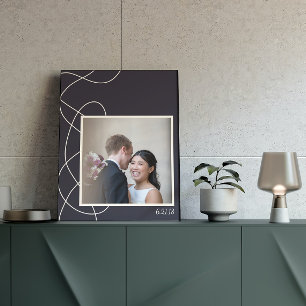 ミニマル抽象芸術ネイビーブルーパーソナライズされた写真 ポスター