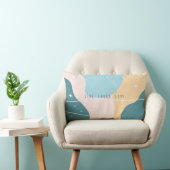 ミニマル抽象芸術パステルブルー&イエロー ランバークッション (椅子)