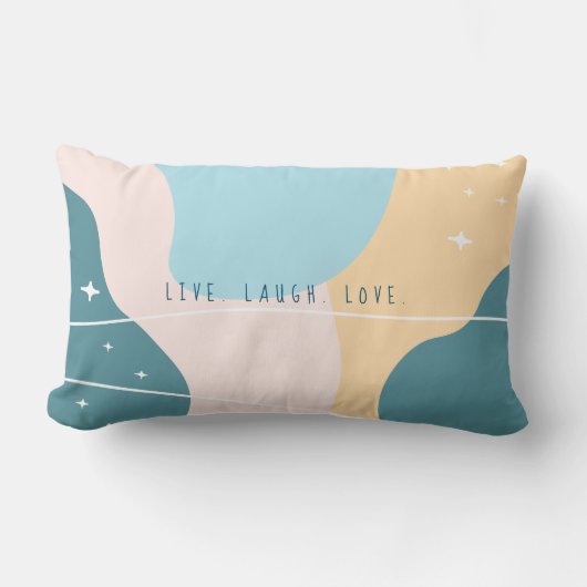 ミニマル抽象芸術パステルブルー&イエロー ランバークッション (正面)