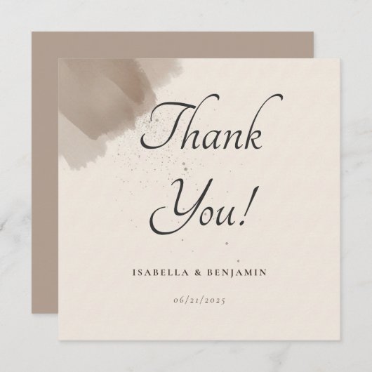 ミニマル抽象芸術ブラシ及びインクサンキューカード サンキューカード (正面/裏面)