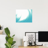 ミニマル抽象芸術ブルーウェーブブラシアート | ポスター (ホームオフィス)