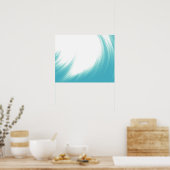 ミニマル抽象芸術ブルーウェーブブラシアート | ポスター (キッチン)