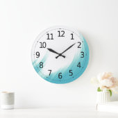 ミニマル抽象芸術ブルーウェーブブラシアート | ラージ壁時計 (ホーム)