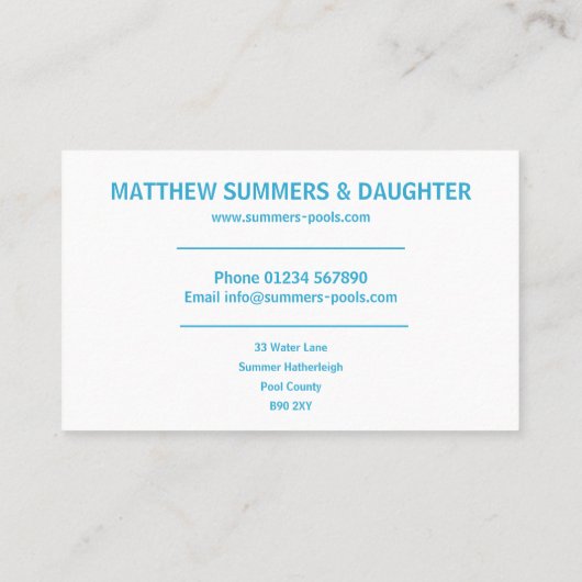 ミニマル抽象芸術プールウォーターリップルオセアニア 名刺 (裏面)