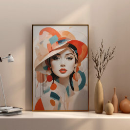 ミニマル抽象芸術ボホ女性ウォールアートポスター ポスター